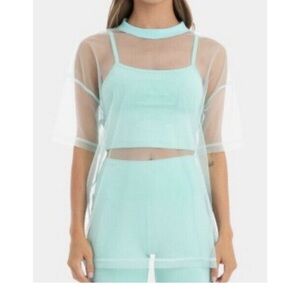 Kappa x Juicy Couture Sheer Aqua Layered Elena Mesh Women's Top